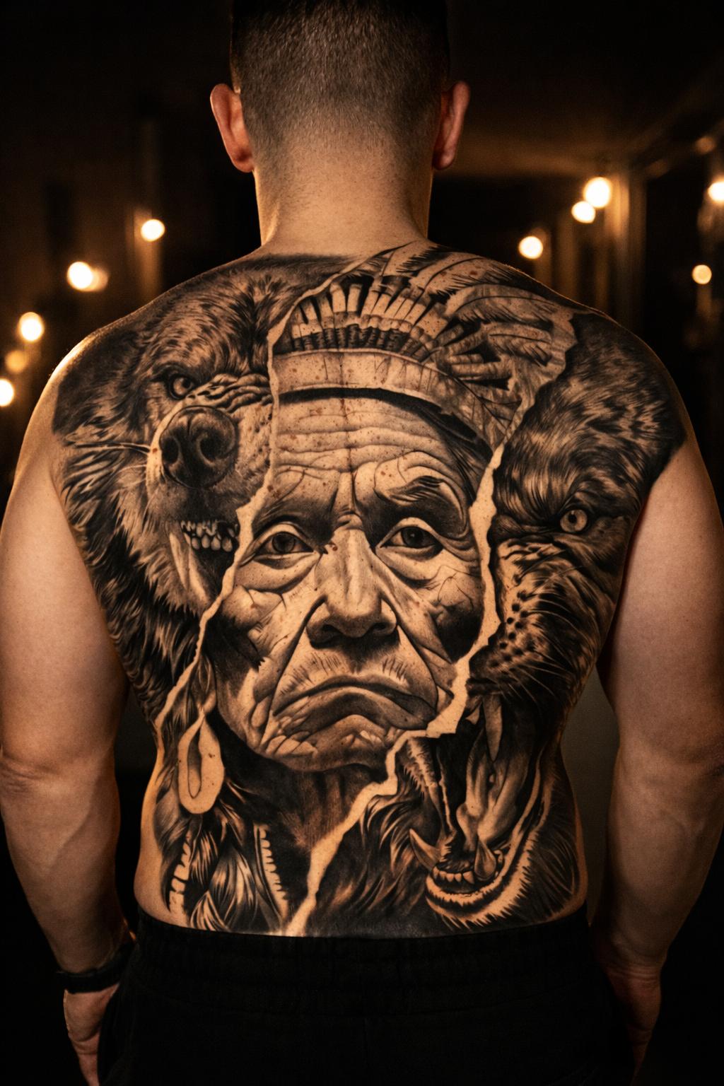 Capo Nativo Americano con Lupi